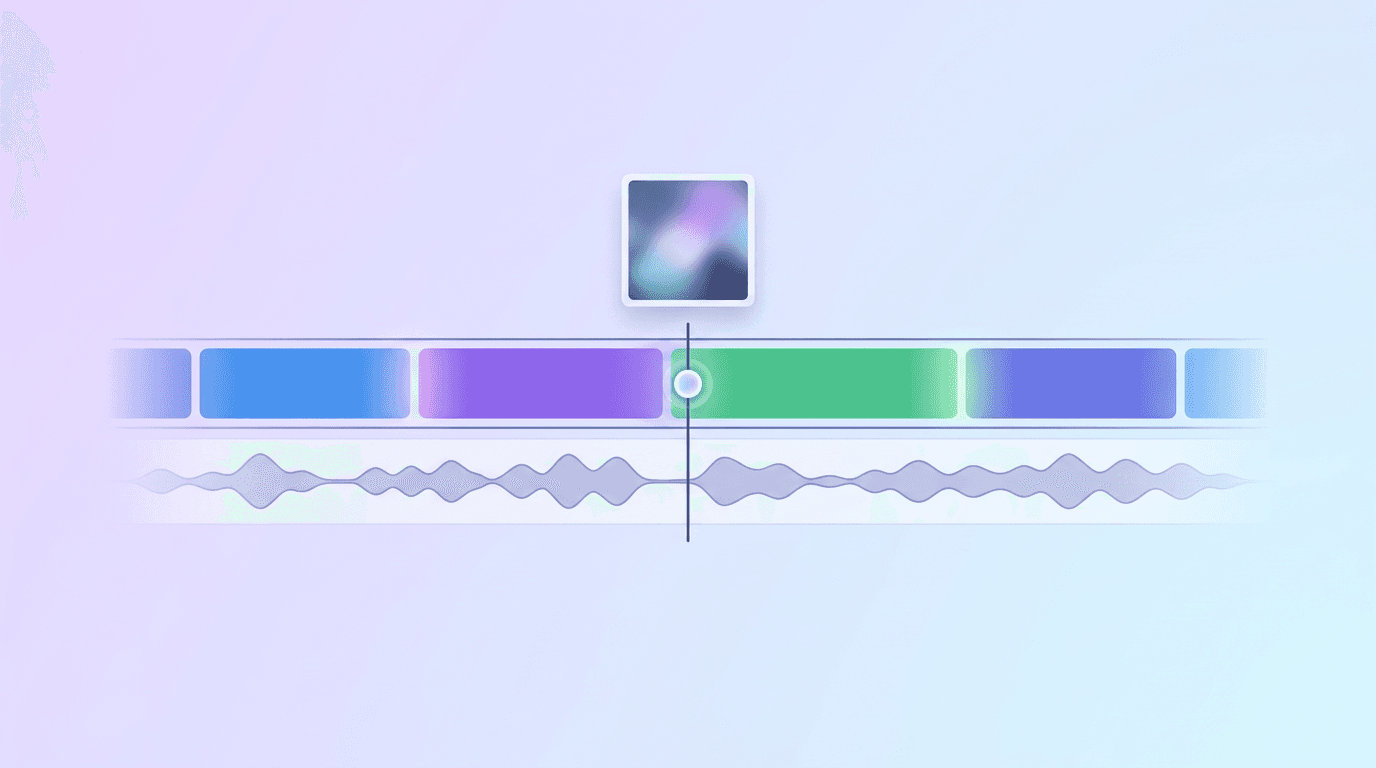 A video timeline with clips and transitions
