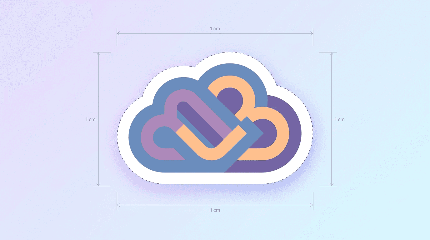 Sticker artwork with a bold outline and cut line marked