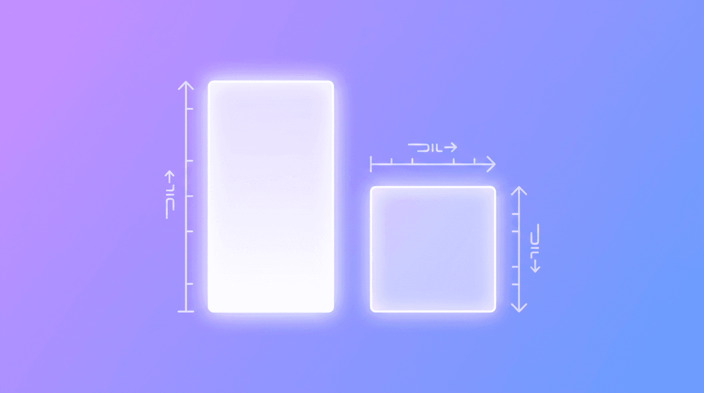 Tall vertical pin proportions compared with a square format