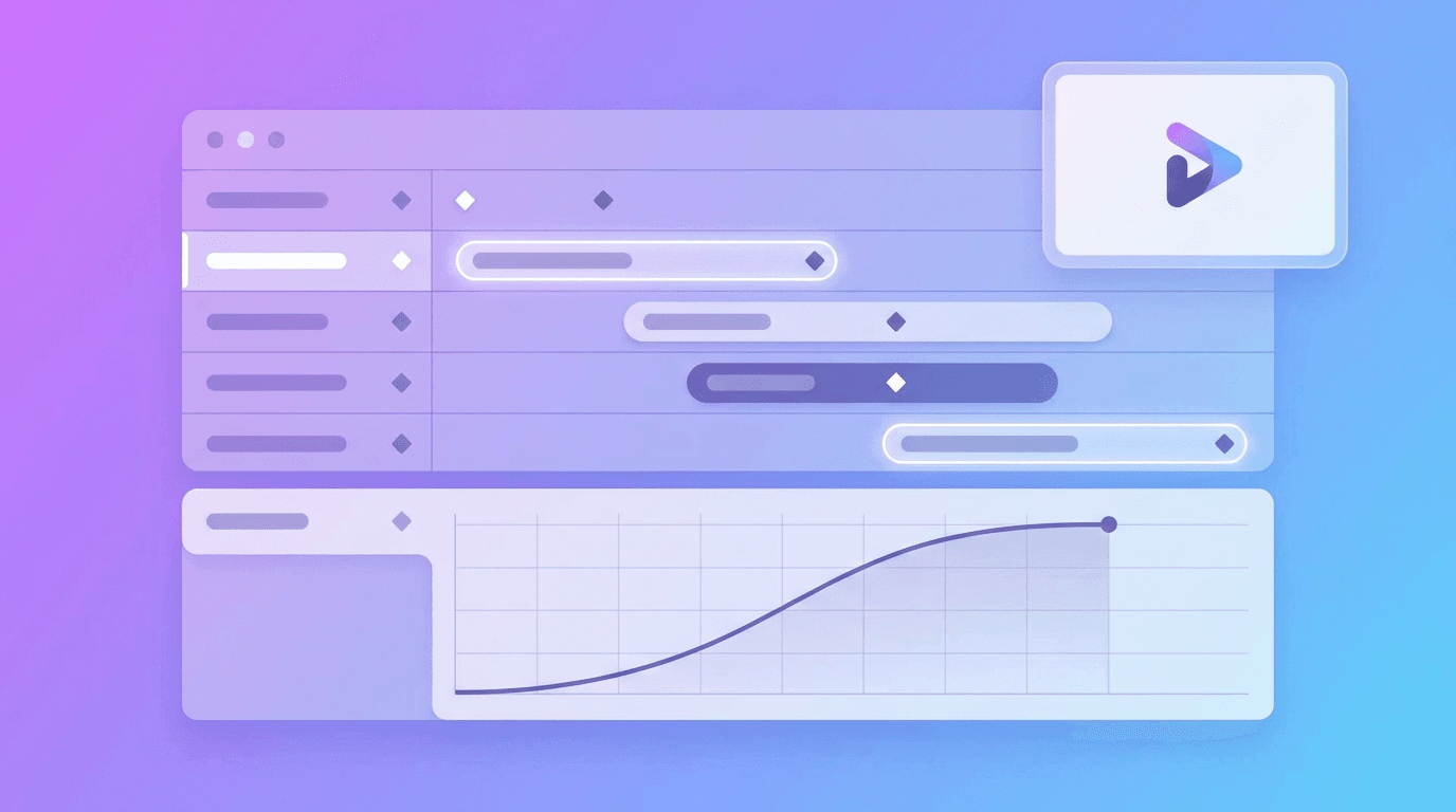Logo animation keyframes on a motion timeline