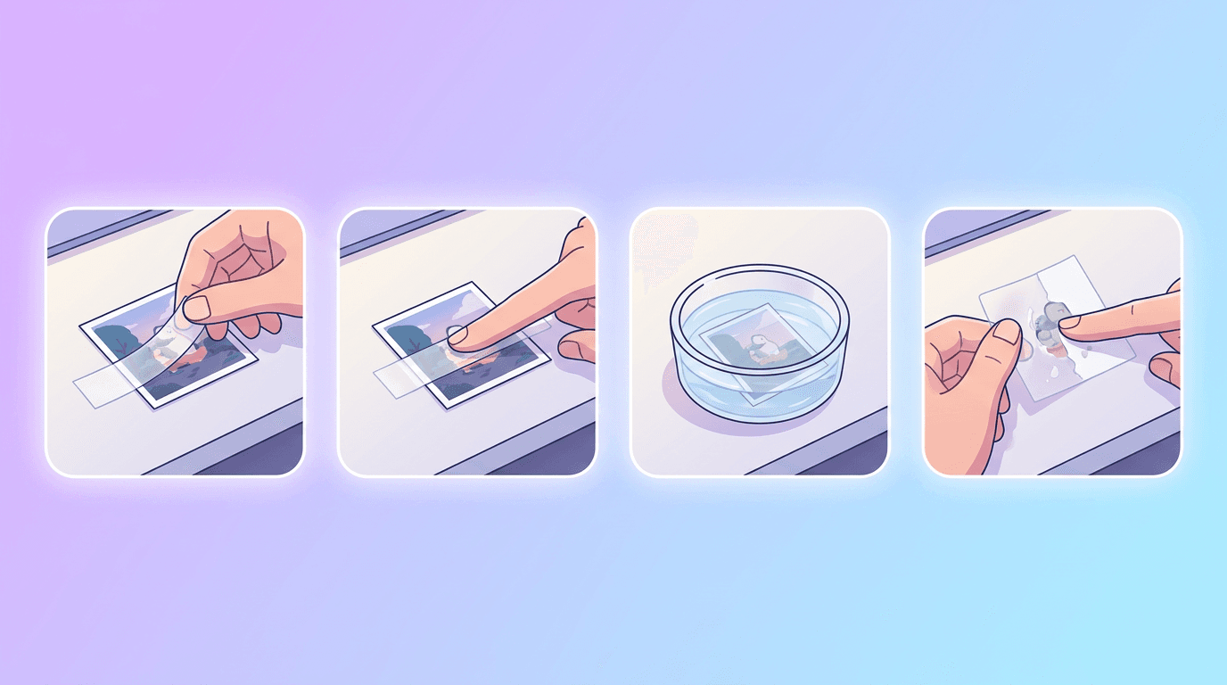 Clear tape sticker method shown step by step
