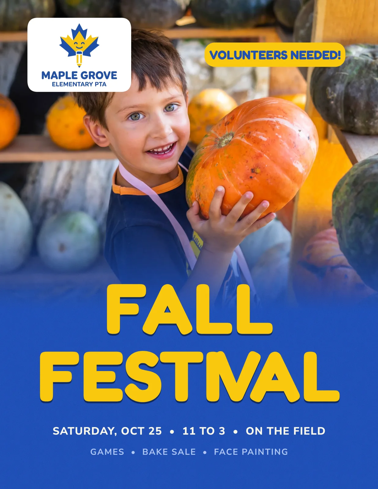 Fall Festival flyer for Maple Grove Elementary: Saturday, Oct 25, 11 to 3 on the field