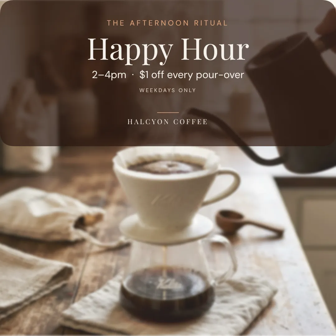 Halcyon Coffee sale banner designed in Krumzi, matching the brand palette