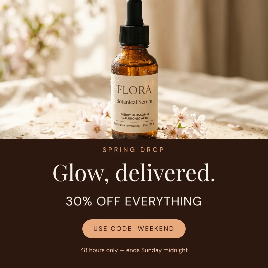 The same spring skincare drop design with a new layout, restyled in Krumzi