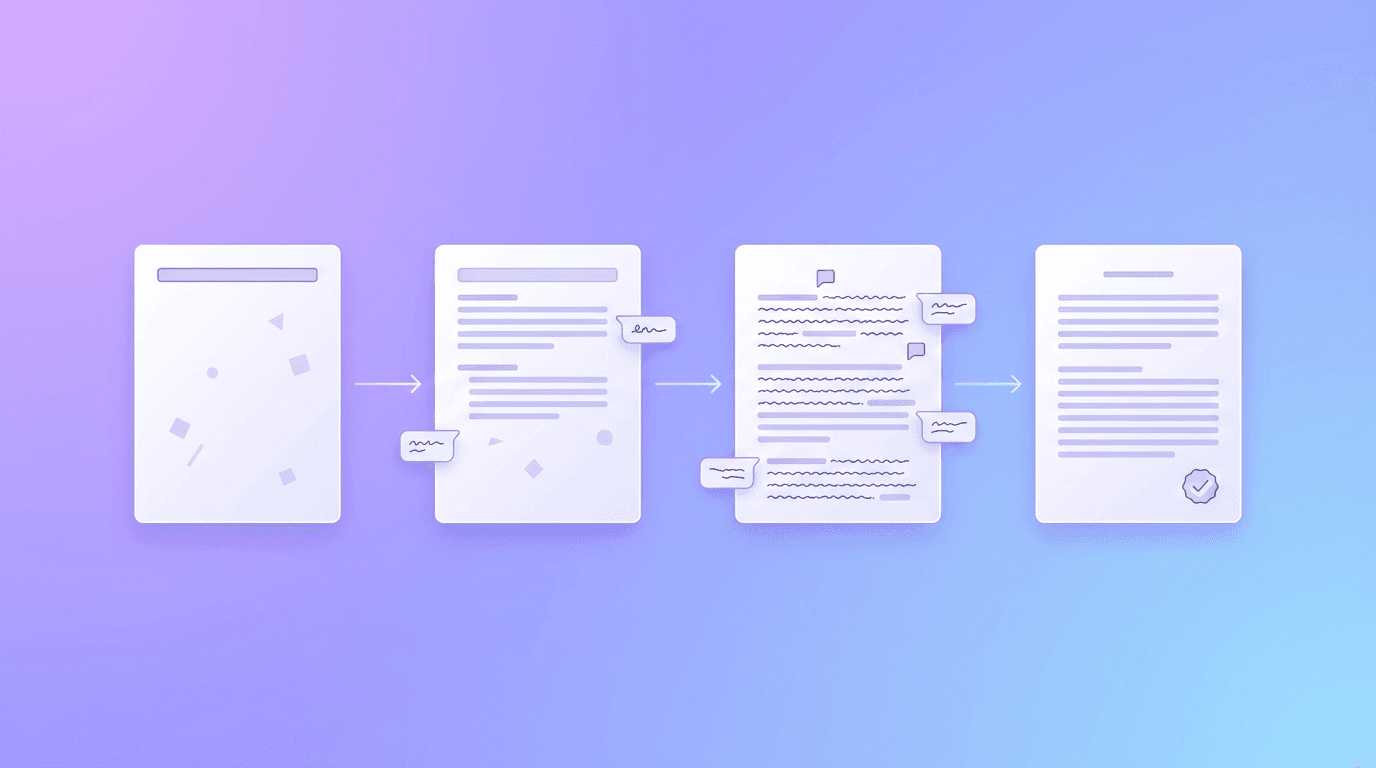 A script drafted through sequential stages