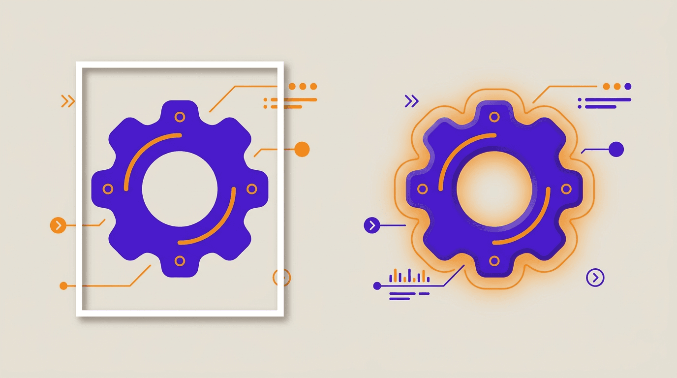 Two identical cut out product shapes compared, one inside an obvious white rectangle, one sitting cleanly on the page