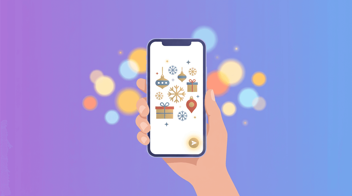 A digital christmas card opening on a phone