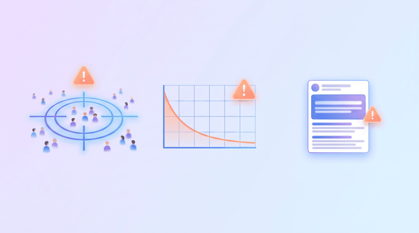 Ads showing poor targeting and creative fatigue